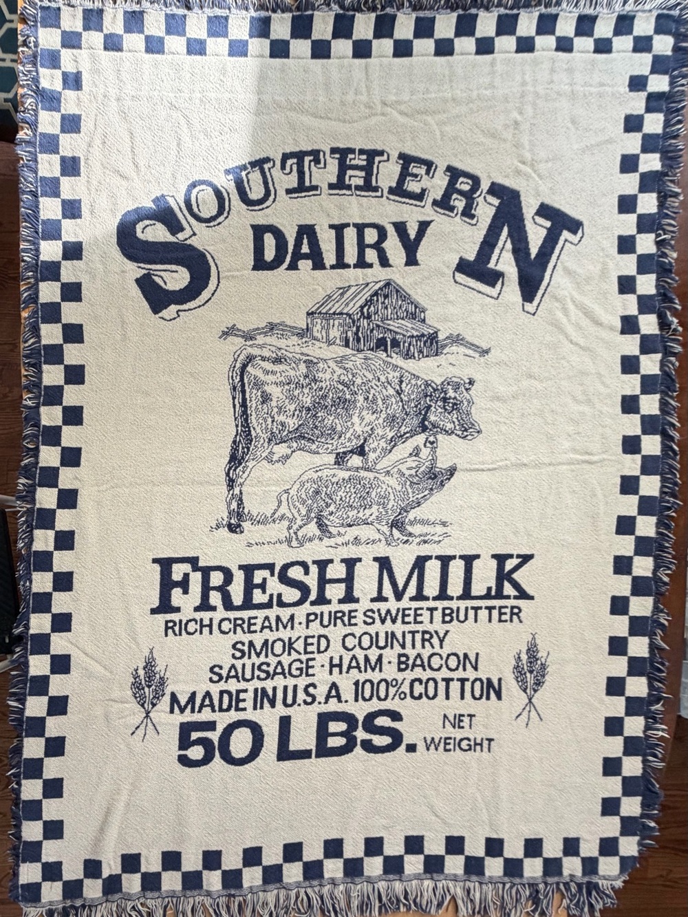 Vintage Goodwin Weavers “Southern Dairy” Afghan/Throw